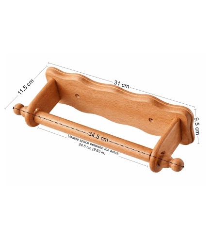 Oiled Beech Wood Kitchen Roll Holder Wall Mounted Paper Towel & Toilet Roll Holder