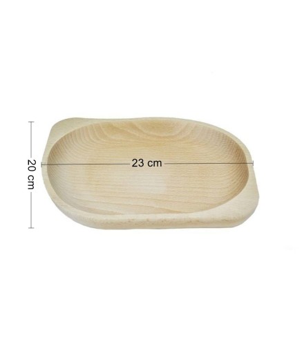 Wooden World Raw Beech Wood Serving Plate – Grooved Decorative Snack Platter for Fruit, Nuts, Sweets and Appetisers