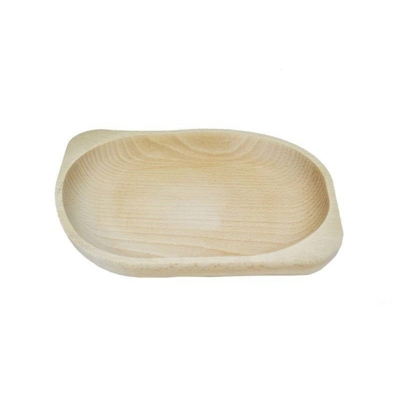 Wooden World - Large Rectangular Beech Wood Serving Plate for Snacks and Fruit 30 x 23.5 x 3 cm