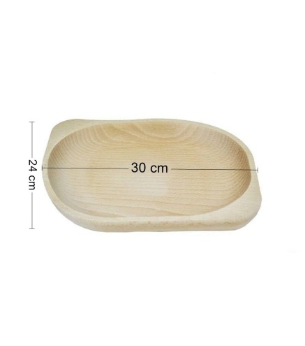 Wooden World - Large Rectangular Beech Wood Serving Plate for Snacks and Fruit 30 x 23.5 x 3 cm