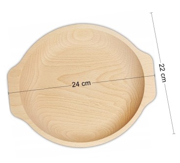 Wooden World Round Beech Wood Serving Plate – Recessed Raw Wood Snack Platter for Fruit, Appetisers and Table Serving