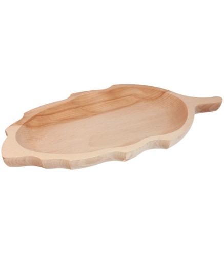 Raw Beech Wood Leaf Serving Plate | Wooden World
