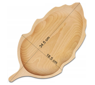 Wooden World Raw Beech Wood Leaf Serving Plate – Decorative Snack & Fruit Platter
