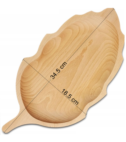 Wooden World Raw Beech Wood Leaf Serving Plate – Decorative Snack & Fruit Platter