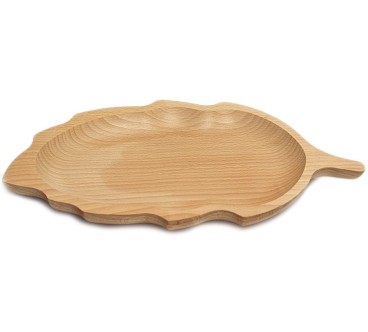 Raw Beech Wood Leaf Serving Plate | Wooden World