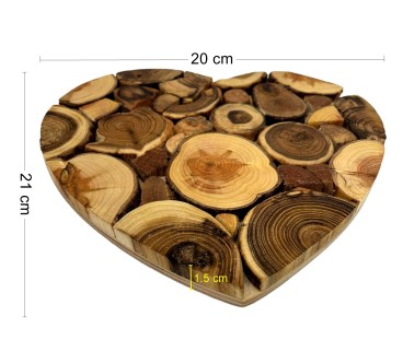 Wooden World - Handmade Wooden Heart Trivet 21 x 20 cm Hot Dish & Plate Stand