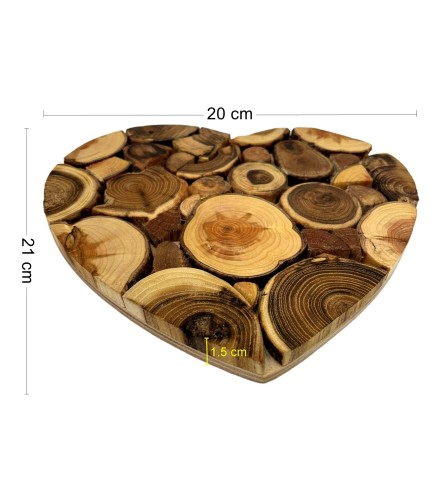 Wooden World - Handmade Wooden Heart Trivet 21 x 20 cm Hot Dish & Plate Stand