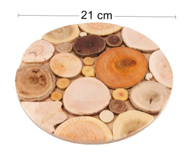 Wooden World - Handmade Round Wooden Trivet 21 cm for Hot Dishes and Plates