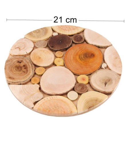 Wooden World - Handmade Round Wooden Trivet 21 cm for Hot Dishes and Plates