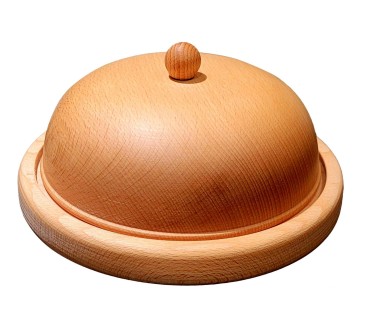 Large Beech Wood Butter Dish with Lid & Wooden Knife