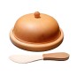 Large Beech Wood Butter Dish with Lid & Wooden Knife