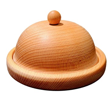 Small Beech Wood Butter Dish with Lid & Knife – 18 cm