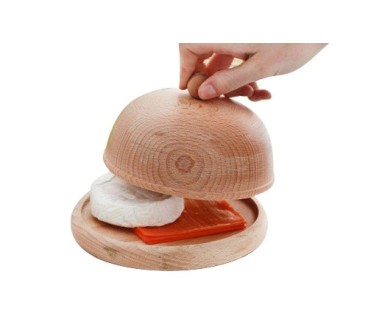 Small Beech Wood Butter Dish with Lid & Knife – 18 cm