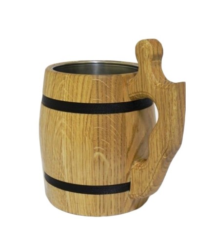 Oak Wooden Tankard with Metal Insert 1 Pint | Wooden World