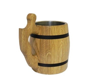 Oak Wooden Tankard with Metal Insert 1 Pint | Wooden World