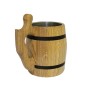 Wooden World Oak Wooden Tankard with Metal Insert 1 Pint / 0.5 L Beer Mug with Handle