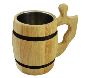 Oak Wooden Tankard with Metal Insert 1 Pint | Wooden World