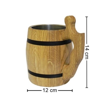 Oak Wooden Tankard with Metal Insert 1 Pint | Wooden World