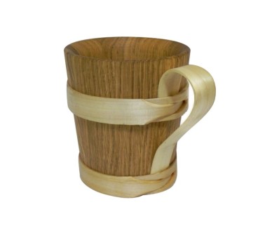 Wooden World Oak Wood Beer Mug 1 Pint 0.5 L Oiled Wooden Tankard with Handle for Warm & Cold Drinks