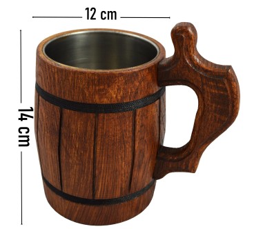 Dark Brown Oak Beer Tankard 1 Pint | Wooden World