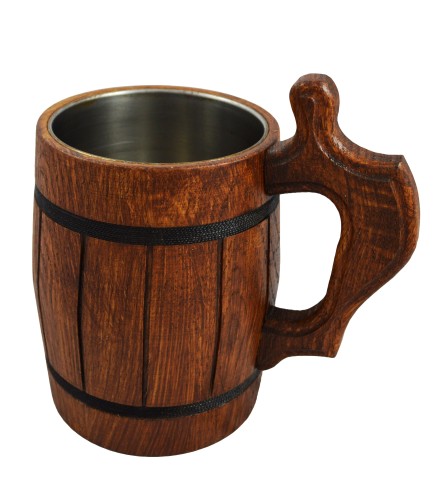 Dark Brown Oak Beer Tankard 1 Pint | Wooden World