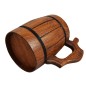Wooden World Dark Brown Oak Beer Tankard with Metal Insert 1 Pint Oiled Wooden Mug