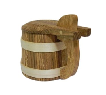 Wooden World Oak Wooden Beer Mug with Hinged Lid 0.5L / 1 Pint Tankard with Handle