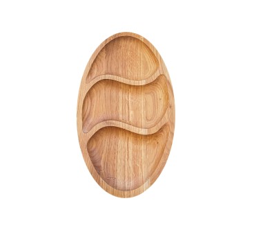 Oak 3-Compartment Snack Serving Tray 35 cm | Wooden World