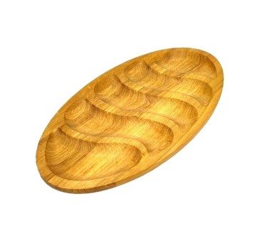 Large Oak 5-Section Snack Serving Tray 55cm | Wooden World