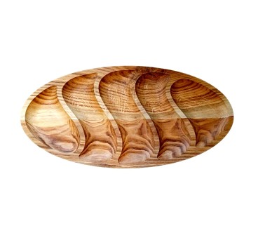 Large Oak 5-Section Snack Serving Tray 55cm | Wooden World