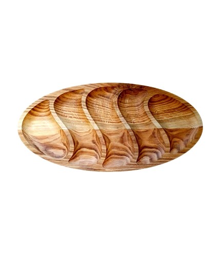 Large Oak 5-Section Snack Serving Tray 55cm | Wooden World