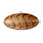 Wooden World Large Oak 5-Section Snack Serving Tray 55cm Oiled Wooden Appetiser Platter