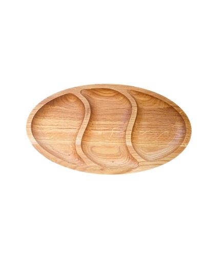 Small Oak 3-Compartment Snack Tray 29cm | Wooden World