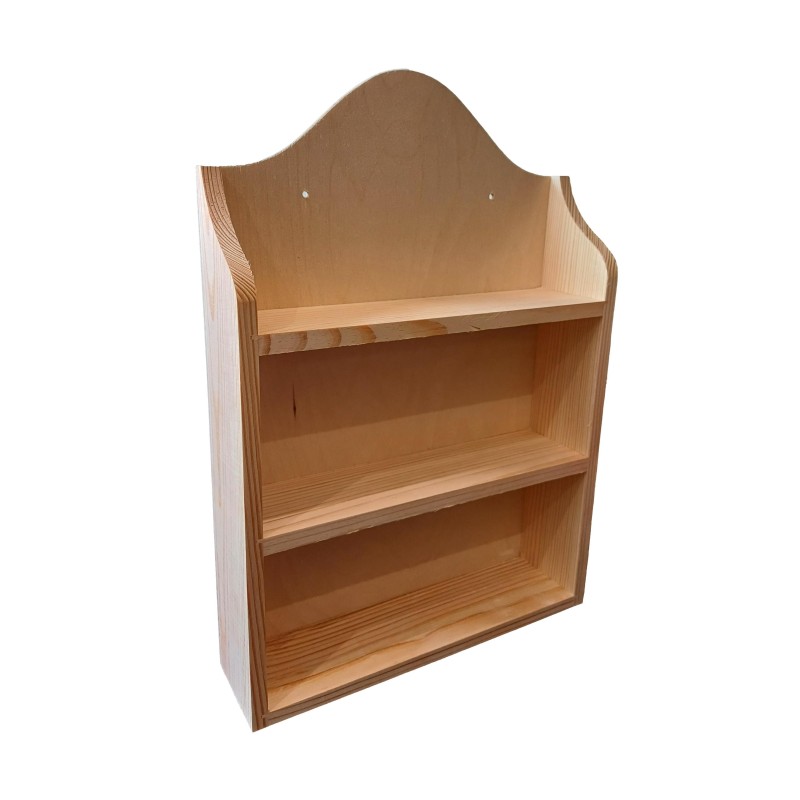 Wooden World Pine Wall-Mounted Spice Rack with 2 Shelves – Unfinished Wooden Kitchen Organiser