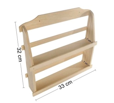 Pine Wood 2-Tier Wall Spice Rack | Wooden World