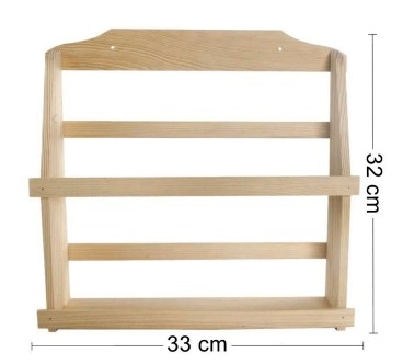 Wooden World Pine Wood 2-Tier Wall Spice Rack – Lightweight Kitchen Shelf Organiser for Spice Jars & Small Items