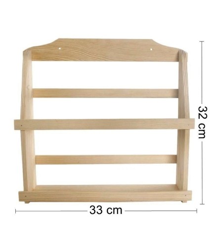 Wooden World Pine Wood 2-Tier Wall Spice Rack – Lightweight Kitchen Shelf Organiser for Spice Jars & Small Items