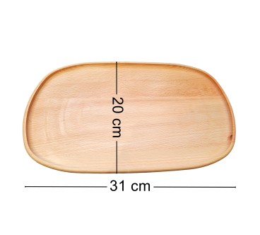 Wooden World Beech Wood Serving Tray 31 cm, Sturdy Wooden Snack, Drinks & Fruit Tray, Rounded Rectangular Kitchen Tray