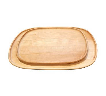 Beech Wood Serving Tray Set of 2 | Wooden World
