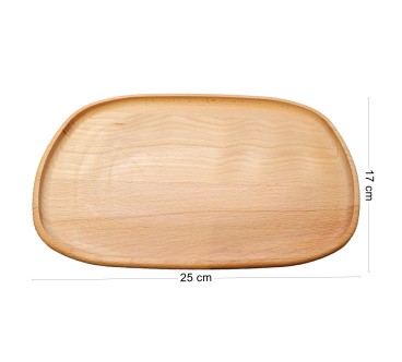 Wooden World Beech Wood Serving Tray 25cm for Snacks, Fruit & Drinks