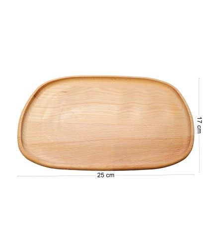 Wooden World Beech Wood Serving Tray 25cm for Snacks, Fruit & Drinks