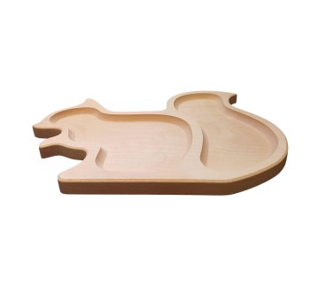 Wooden World Beech Squirrel Snack Tray - 2 Compartments