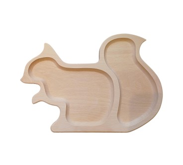 Wooden World Beech Squirrel Snack Tray - 2 Compartments