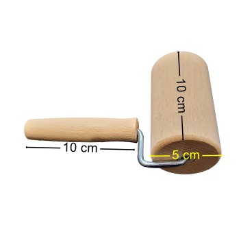 Wooden World Beech Wood Pastry Roller with Handle 10 cm Small Rolling Pin for Dough Pastry Pizza Cookies