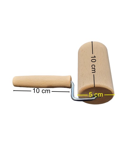 Wooden World Beech Wood Pastry Roller with Handle 10 cm Small Rolling Pin for Dough Pastry Pizza Cookies