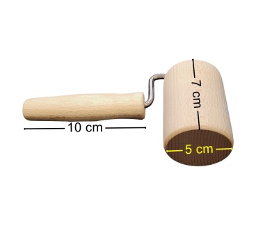 Wooden World Small Beech Wood Pastry Roller with Handle 7 cm – Handheld Dough Rolling Pin for Baking