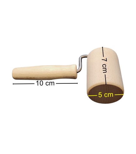 Wooden World Small Beech Wood Pastry Roller with Handle 7 cm – Handheld Dough Rolling Pin for Baking