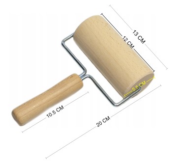 Large Beech Wood Rolling Pin with Handle 12 cm Pastry Dough Roller