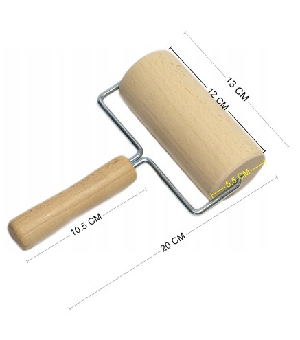 Large Beech Wood Rolling Pin with Handle 12 cm Pastry Dough Roller