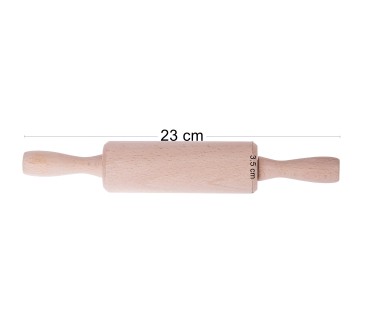 Wooden World Mini Beech Wood Rolling Pin with Two Handles 23cm Small Pastry Roller for Baking Dough and Crafting